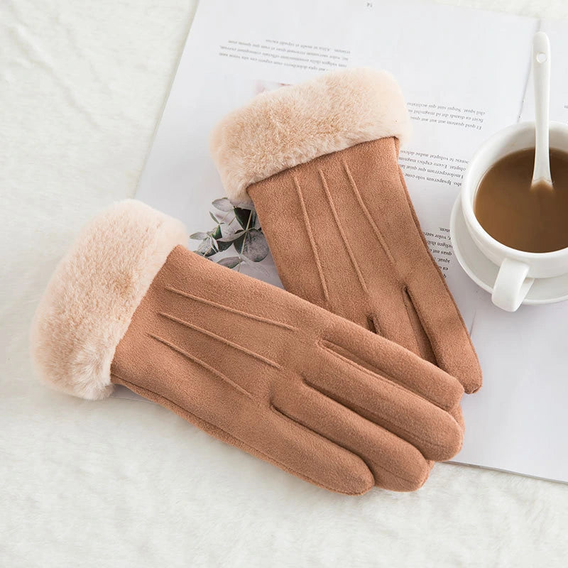 Suede Wool Winter Gloves null
