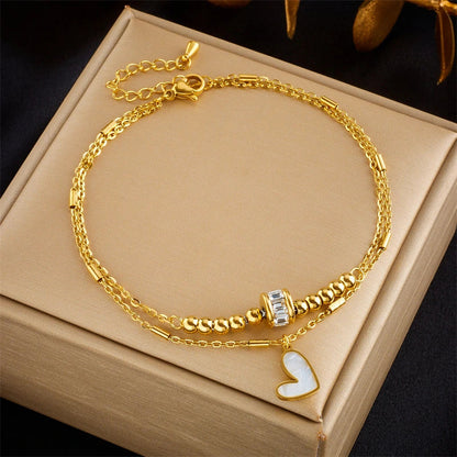 Double-Layer Heart Anklet abzalux