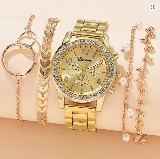 Elegant Ladies Watch and Bracelet Set