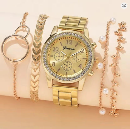 Elegant Ladies Watch and Bracelet Set