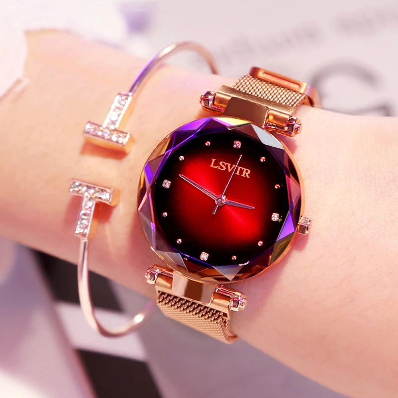 Rose Gold Starry Sky Magnetic Watch
