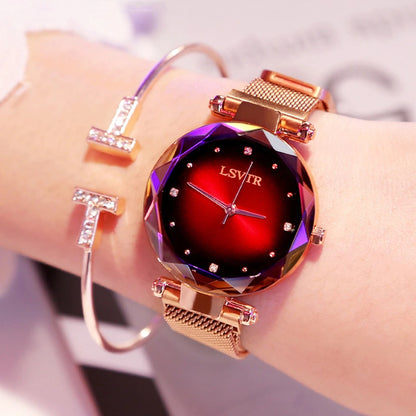 Rose Gold Starry Sky Magnetic Watch