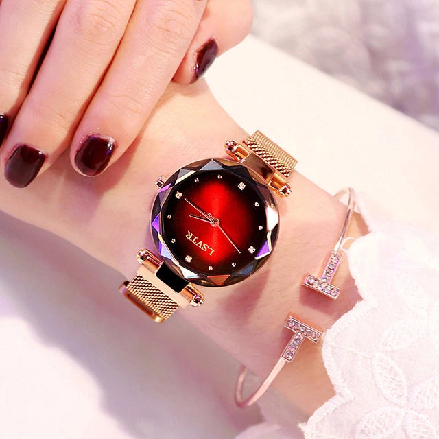 Rose Gold Starry Sky Magnetic Watch