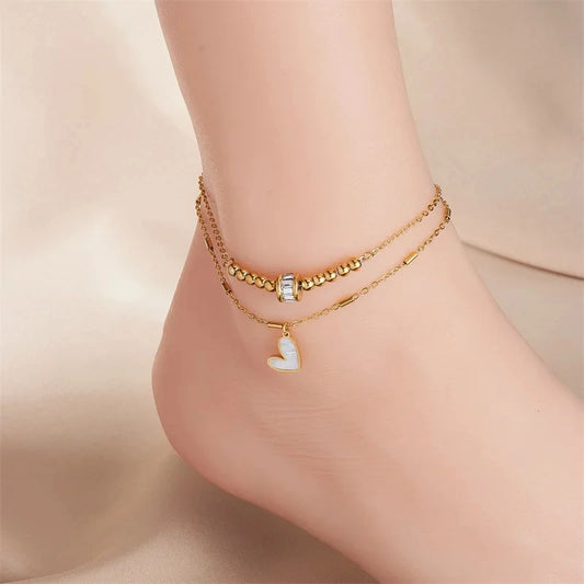 Double-Layer Heart Anklet