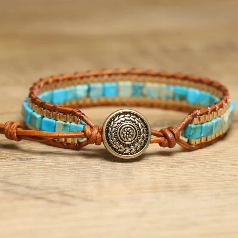 Imperial Stone Leather Bracelet abzalux