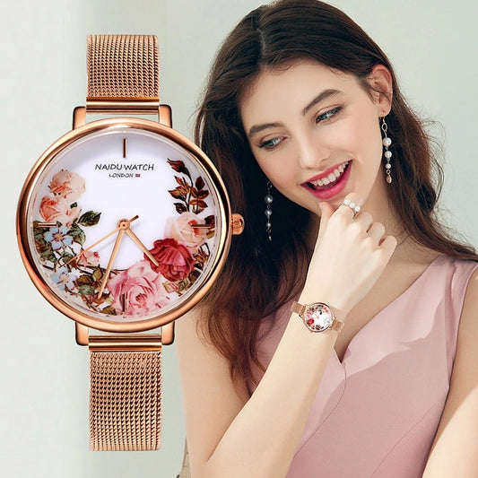 Big-Dial Flower Ladies' Watch