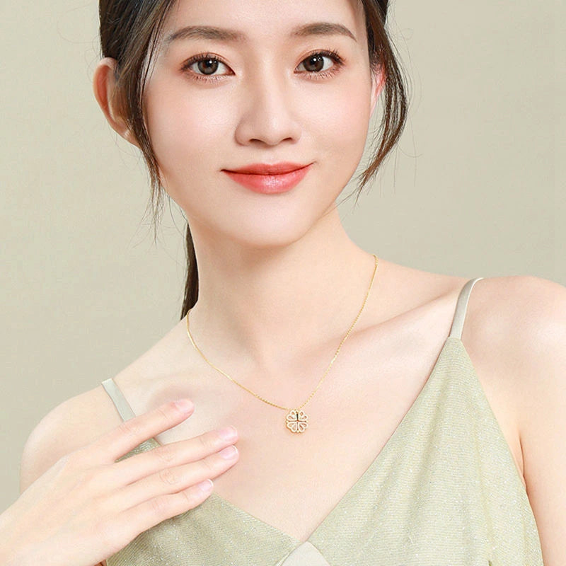 Titanium Four-Leaf Clover Necklace