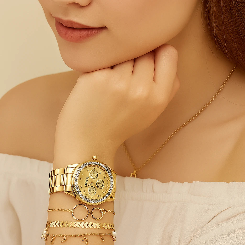 Elegant Ladies Watch and Bracelet Set