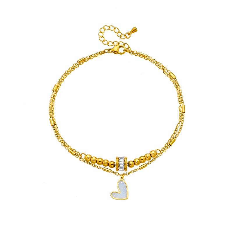 Double-Layer Heart Anklet abzalux