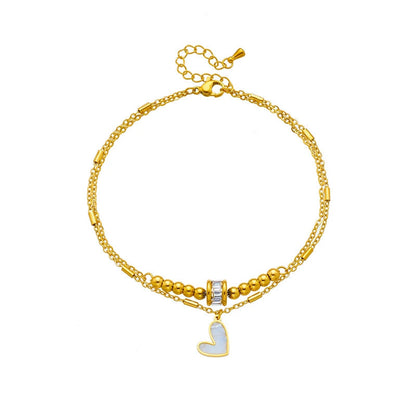 Double-Layer Heart Anklet abzalux