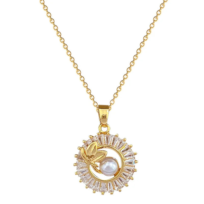 Leaf & Diamond-Inspired Set — Necklace & Earrings