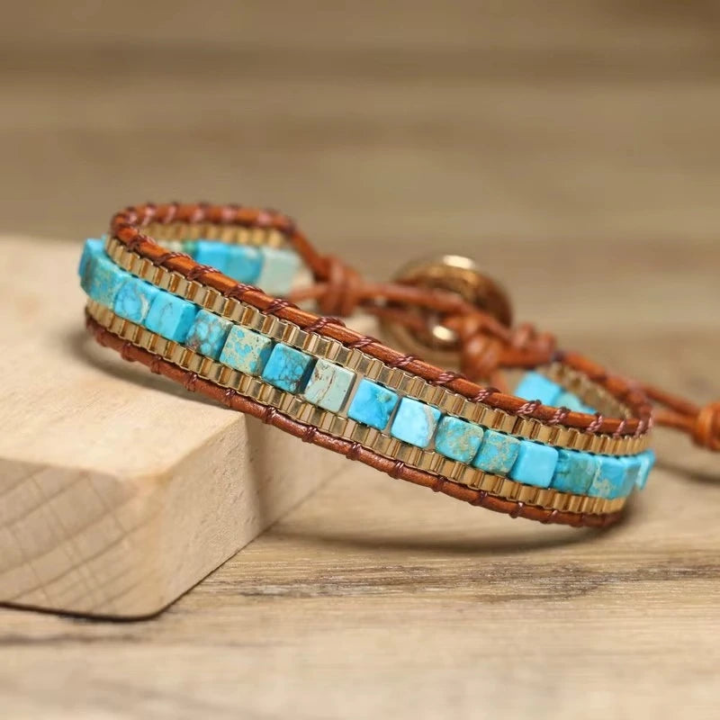 Imperial Stone Leather Bracelet abzalux