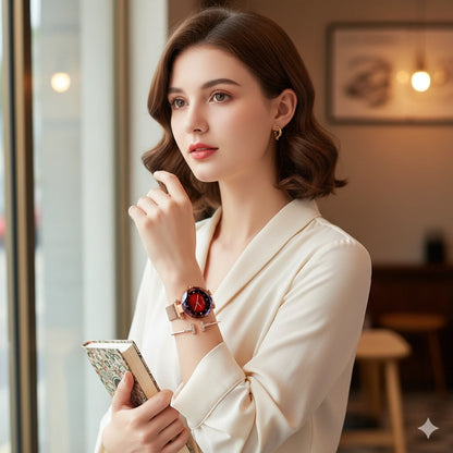 Rose Gold Starry Sky Magnetic Watch