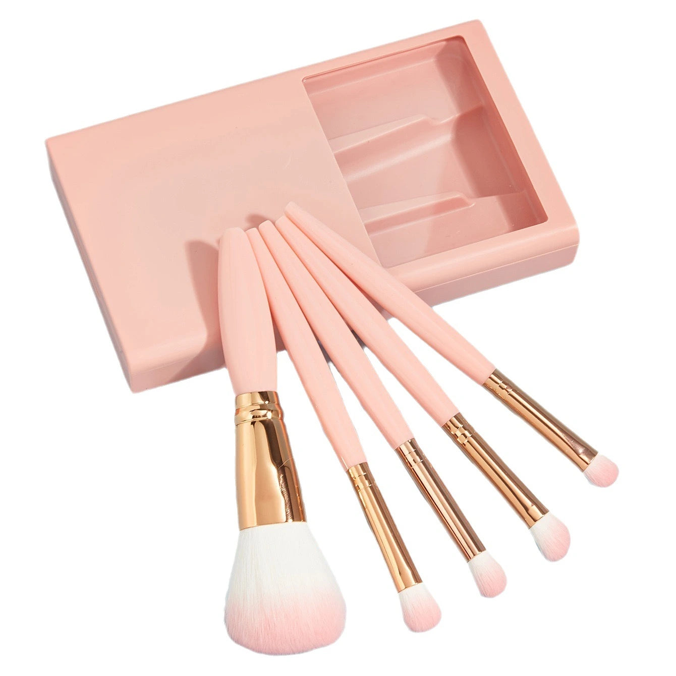 5-Piece Travel Makeup Brush & Mirror Set
