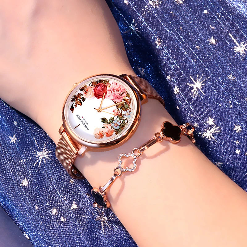 Big-Dial Flower Ladies' Watch abzalux