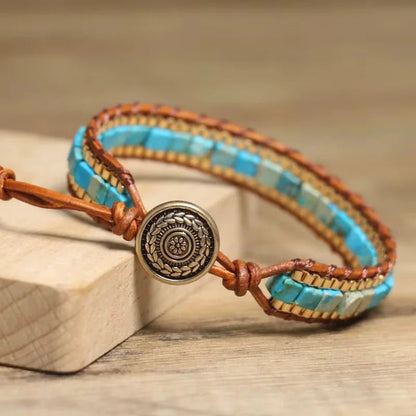 Imperial Stone Leather Bracelet abzalux