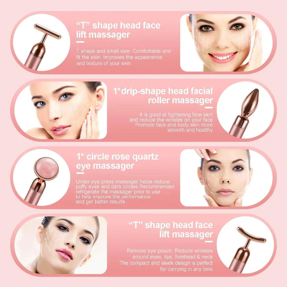 4 in 1 Vibrating Quartz Face Roller