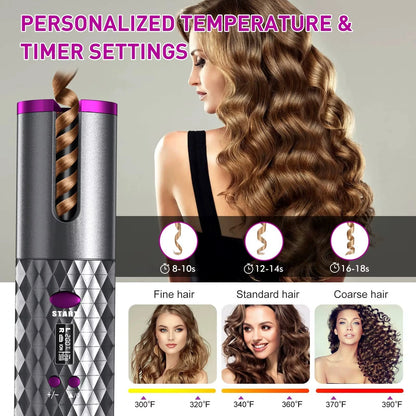 Rechargeable Automatic Rotating Ceramic Hair Curler