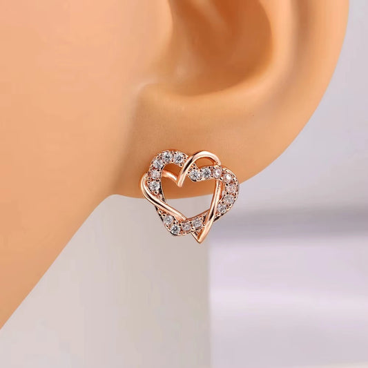 Double Diamond Heart Necklace and Earring Set