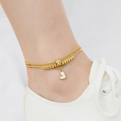 Double-Layer Heart Anklet abzalux