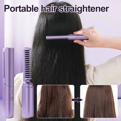 2-in-1 Wireless Straighten & Curl Brush abzalux