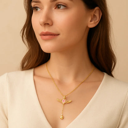 Romantic Angel Wing Heart Tassel Necklace