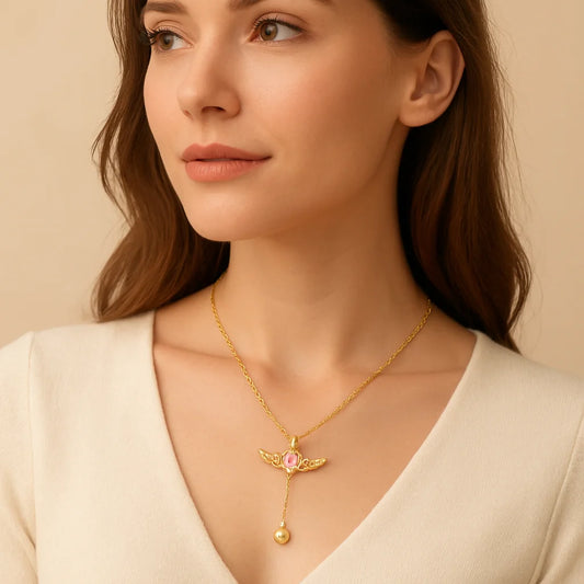 Romantic Angel Wing Heart Tassel Necklace