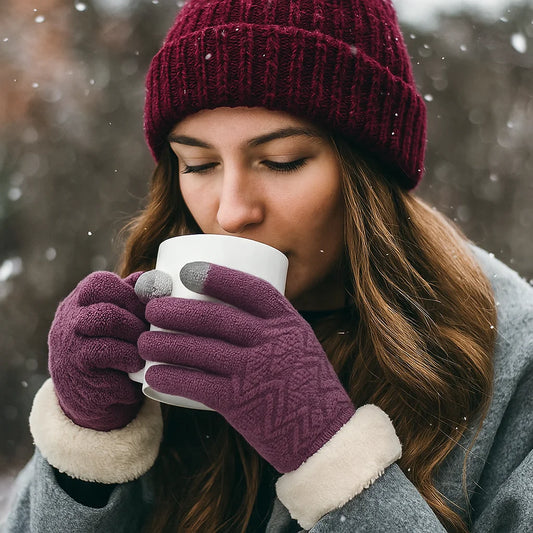 Winter knitted gloves