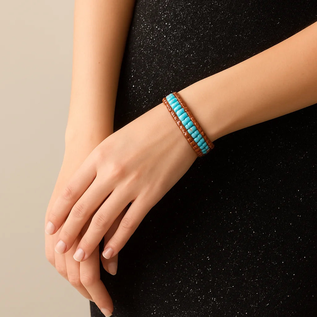 Imperial Stone Leather Bracelet abzalux