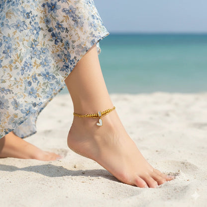 Double-Layer Heart Anklet abzalux