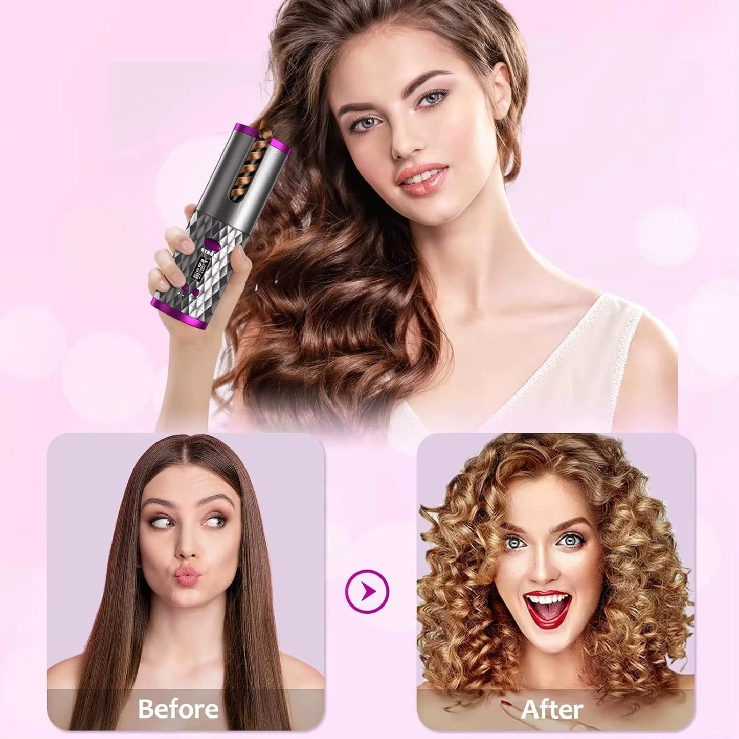 Rechargeable Automatic Rotating Ceramic Hair Curler
