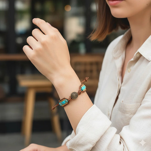 Imperial Stone Leather Bracelet