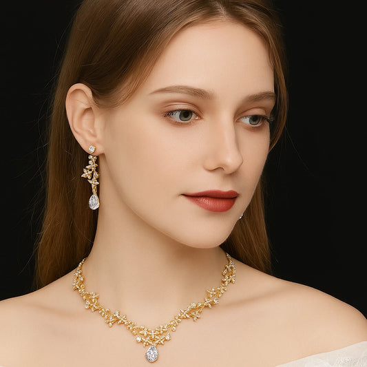 Golden Zircon Bridal Set