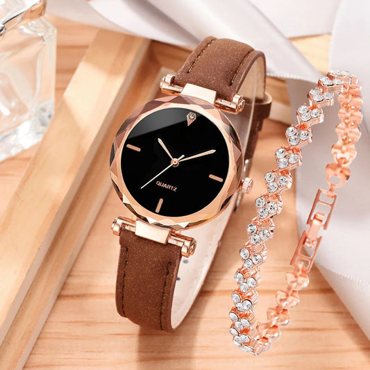 Simple Belt Watch Bracelet Suit