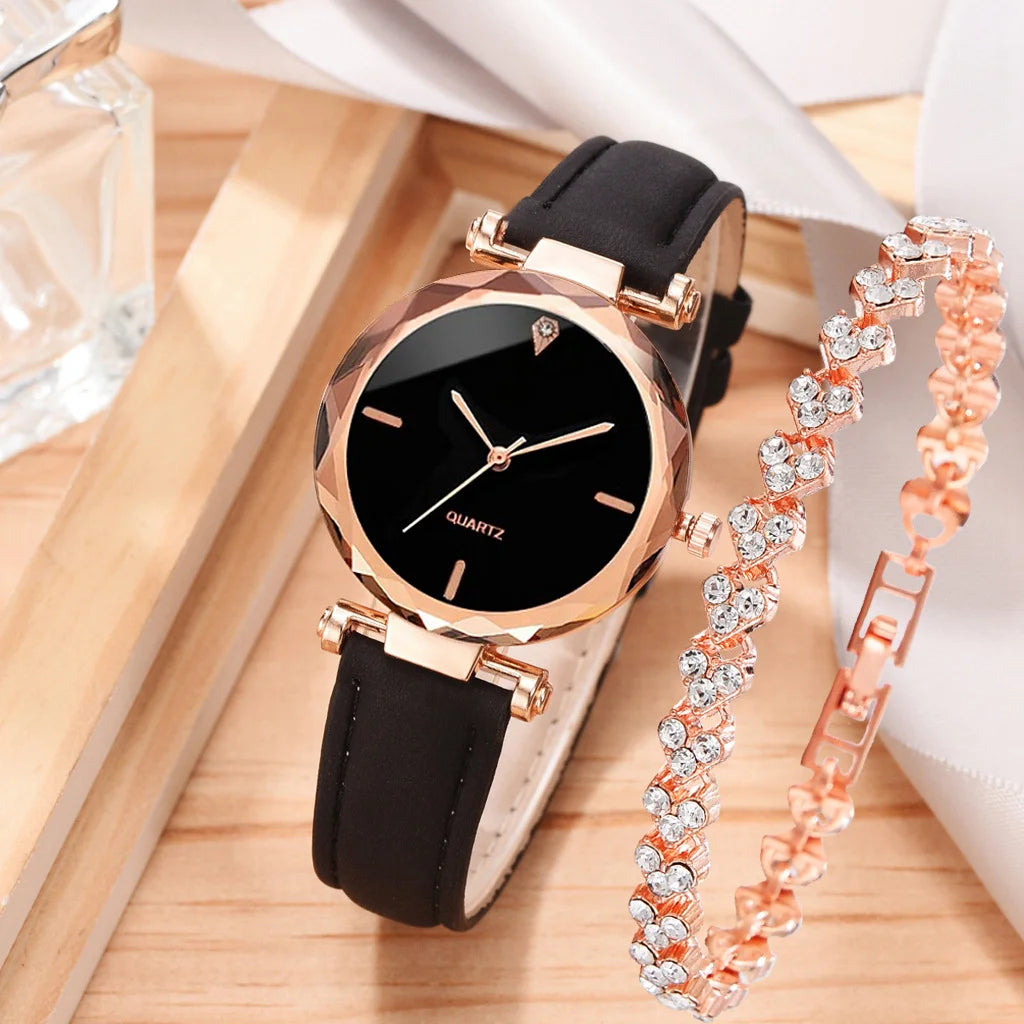Simple Belt Watch Bracelet Suit