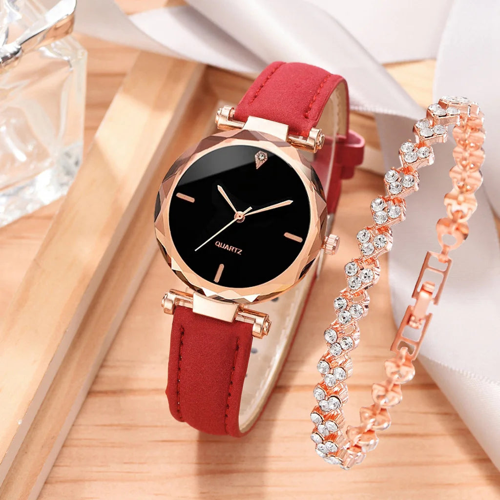 Simple Belt Watch Bracelet Suit