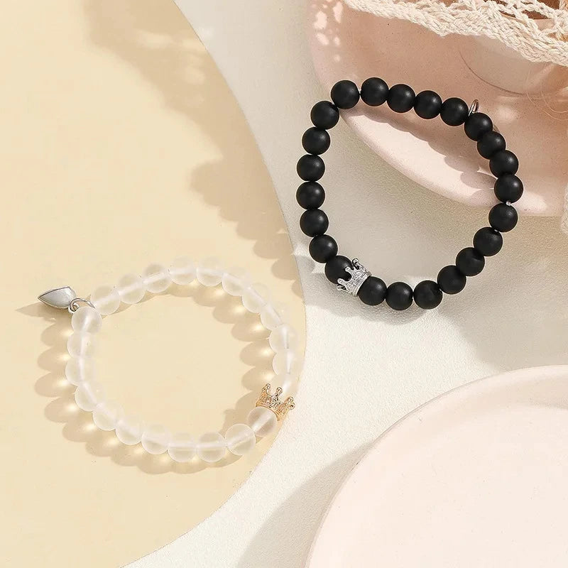 Handmade Crown Beaded Charms Bracelet