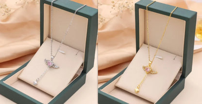 Romantic Angel Wing Heart Tassel Necklace