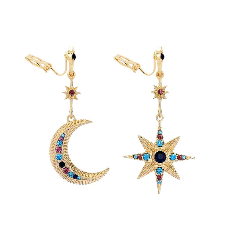 star moon stud earrings