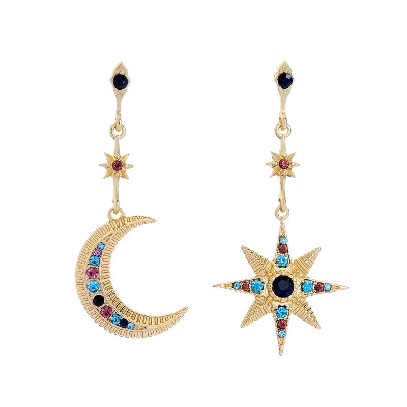 star moon stud earrings