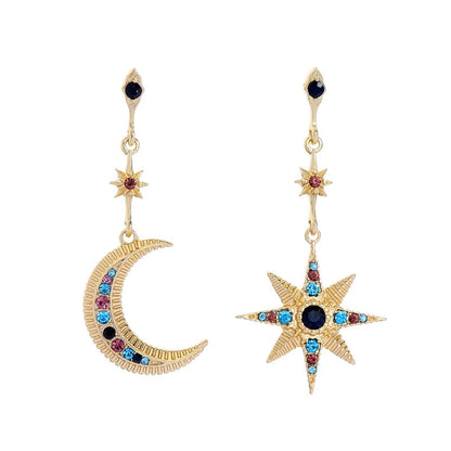 star moon stud earrings
