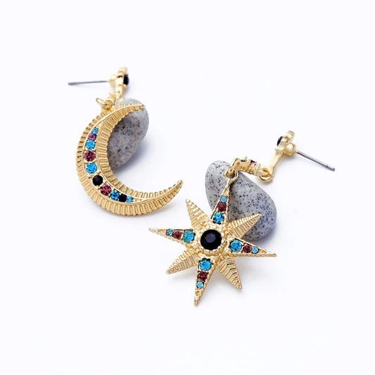 star moon stud earrings
