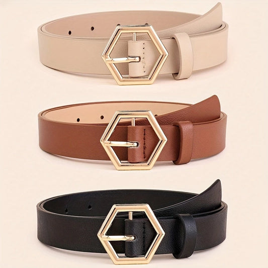 Women's Star Gold Buckle PU Belt
