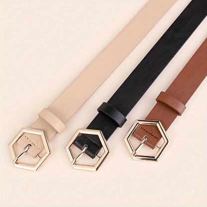 Women's Star Gold Buckle PU Belt