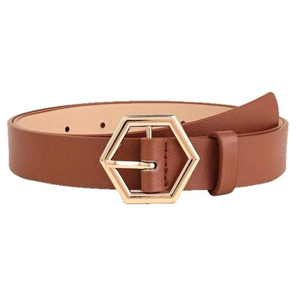Women's Star Gold Buckle PU Belt